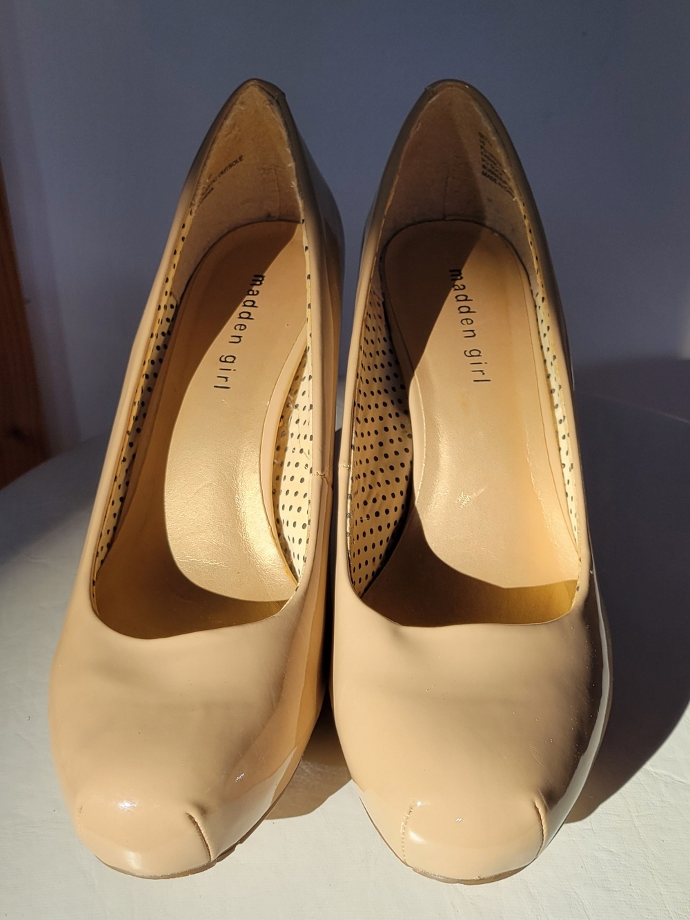 Madden Girl "Getta" Nude Patent Platform Pumps - Picture 3 of 8